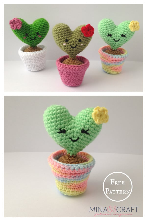 Valentines Day Heart Flower in a Pot Amigurumi Crochet Pattern