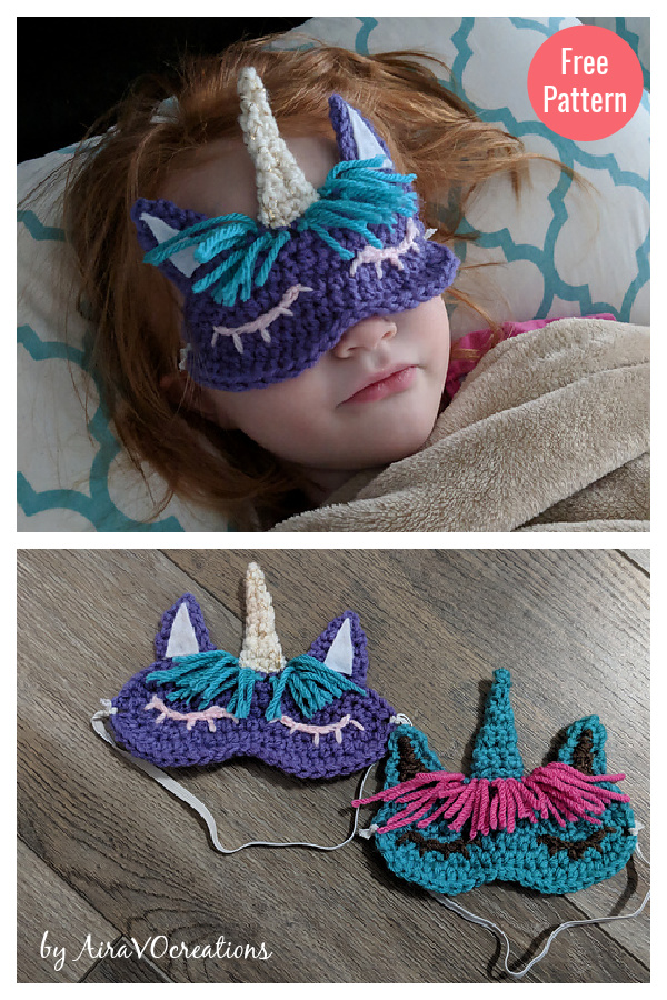 Child's Unicorn Sleep Mask Free Crochet Pattern