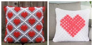 Granny Square Heart Pillow Free Crochet Pattern