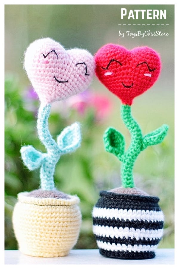 Heart Flower Amigurumi Crochet Pattern