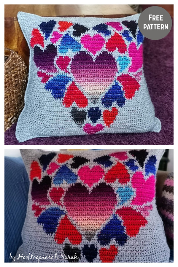 Heart Full of Joy Pillow Free Crochet Pattern