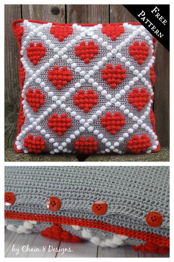 Lots of Love Heart Pillow Free Crochet Pattern