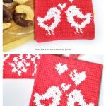 Love Birds Tapestry Valentines Potholder Free Crochet Pattern