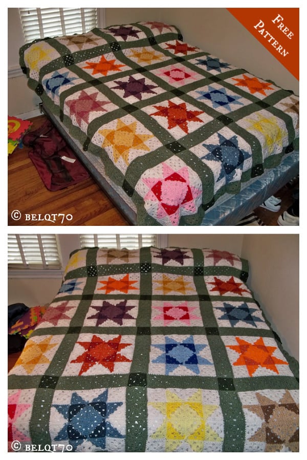 Patchwork Stars Blanket Free Crochet Pattern