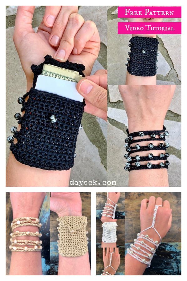 Petite Pocket Wrist Wallet Free Crochet Pattern and Video Tutorial