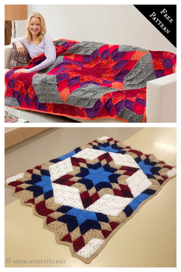 Prairie Star Throw Free Crochet Pattern