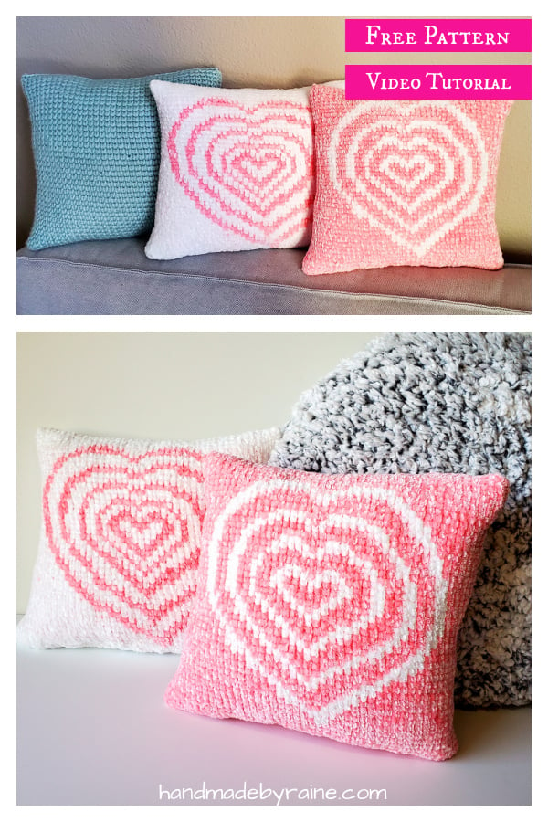 Radiating Heart Pillow Free Crochet Pattern and Video Tutorial