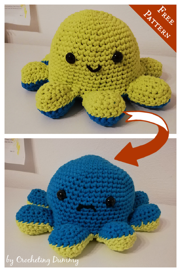 Amigurumi Mood Angry and Happy Reversible Octopus Crochet *Digital Pattern*