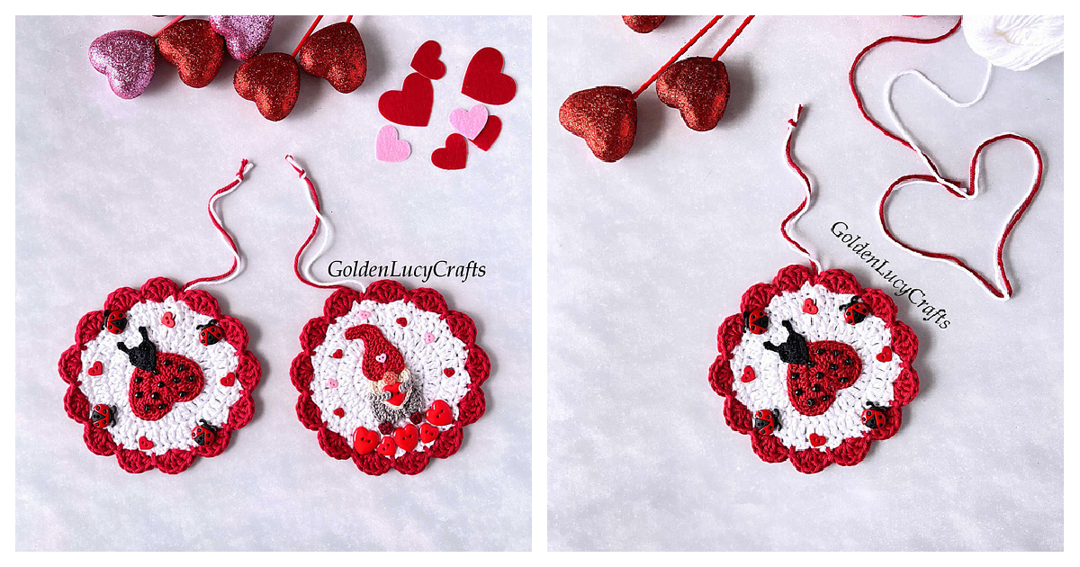 Valentine's Day Ornaments Free Crochet Pattern