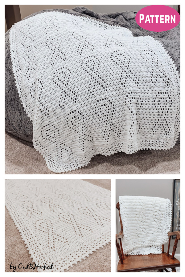 Breast Cancer Hope Filet Blanket Crochet Pattern