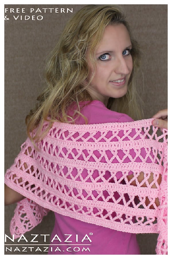 Breast Cancer Scarf Shawl Free Crochet Pattern and Video Tutorial