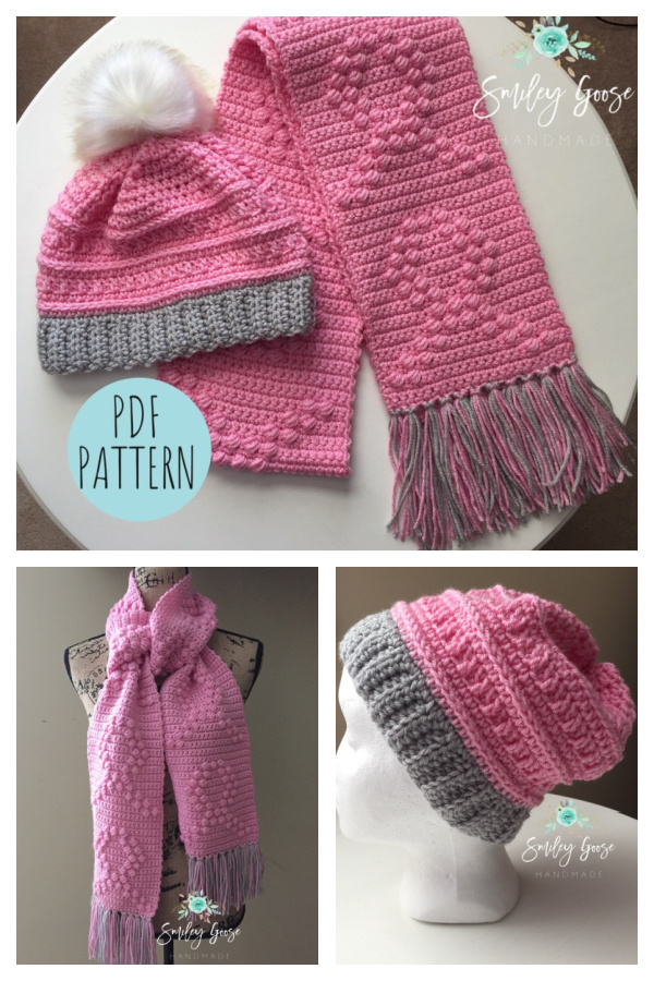 Breast Cancer Scarf and Hat Crochet Pattern