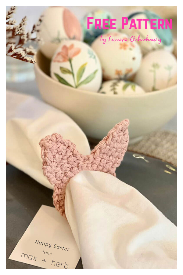 Bunny Ears Napkin Ring Free Crochet Pattern