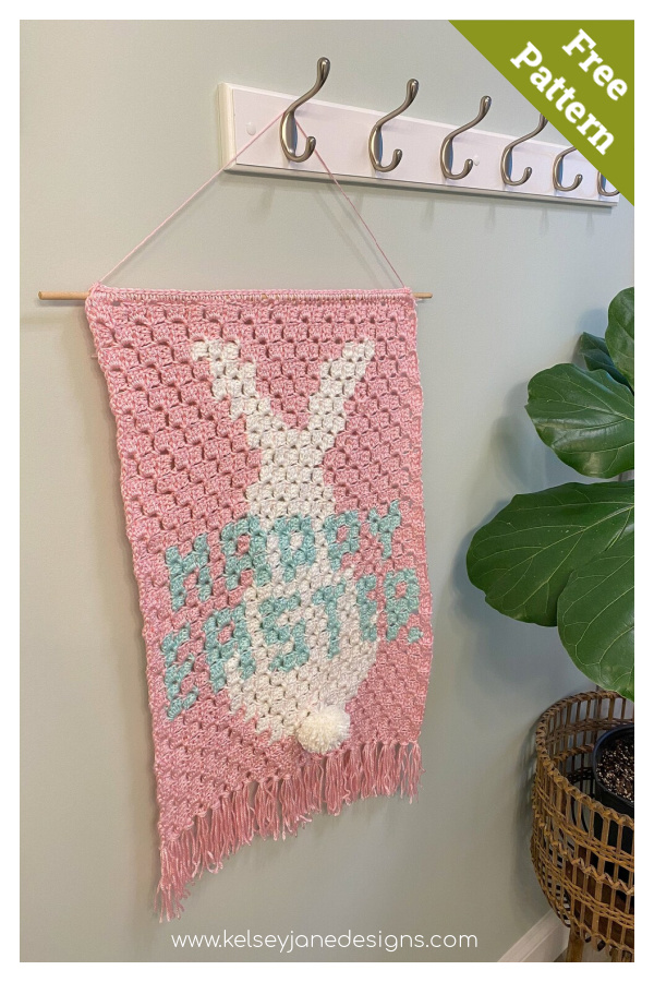 Easter C2C Wall Hanging Decor Free Crochet Pattern