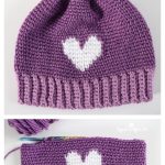 Knit-look Heart Hat Free Crochet Pattern