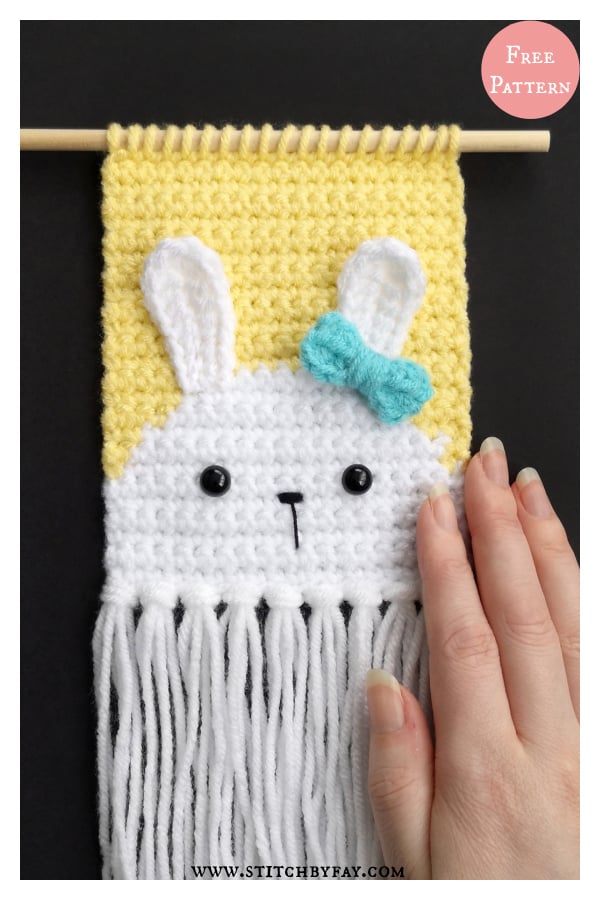 Mini Bunny Wall Hanging Free Crochet Pattern