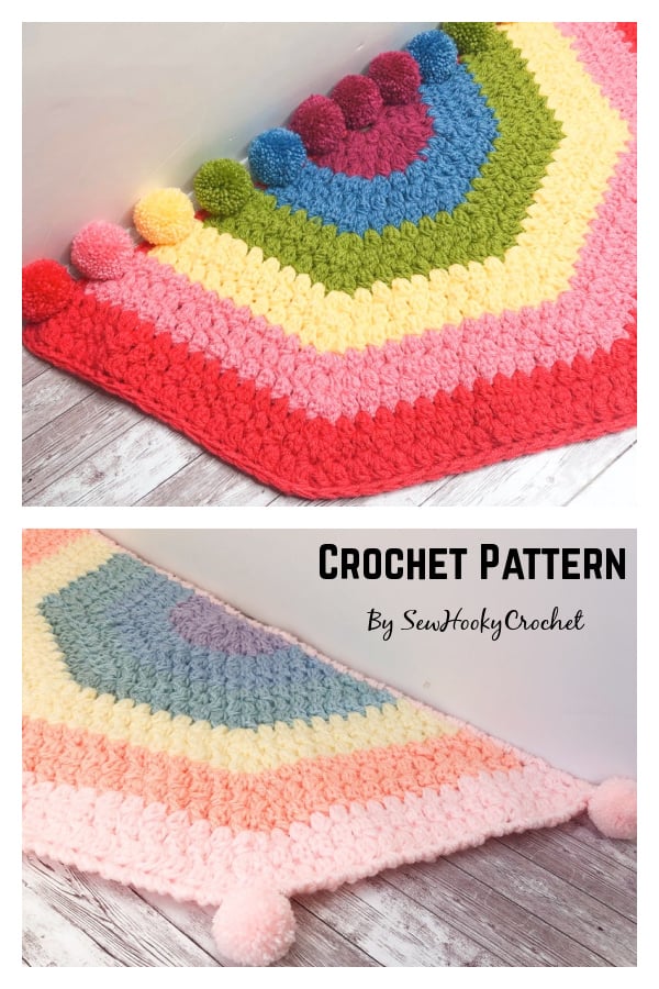 Pom Rainbow Rug Crochet Pattern