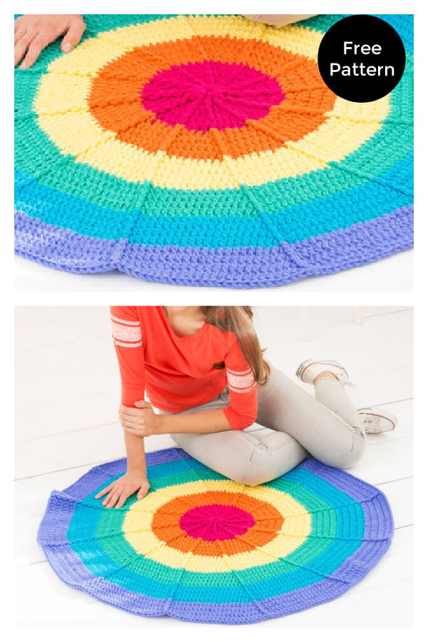 Rainbow Rug Free Crochet Pattern 