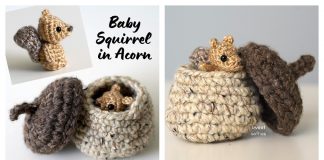 Baby Squirrel in Acorn Free Crochet Pattern