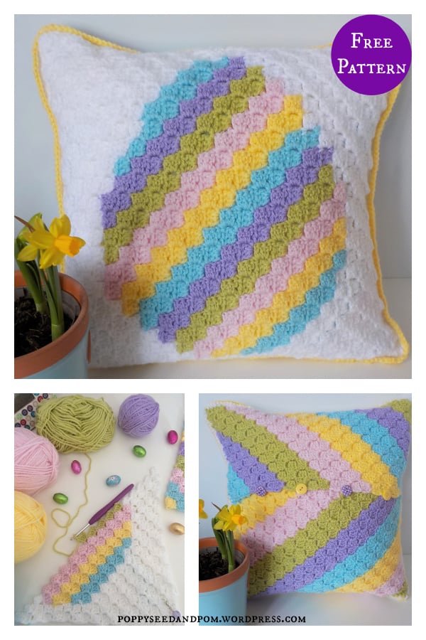 C2C Easter Egg Cushion Free Crochet Pattern