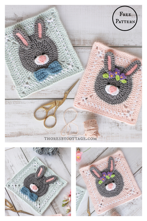Little Bunny Granny Square Free Crochet Pattern