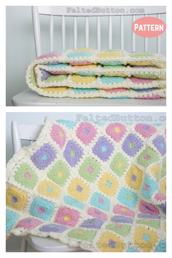 Puffy Patch Quilt Blanket Crochet Pattern