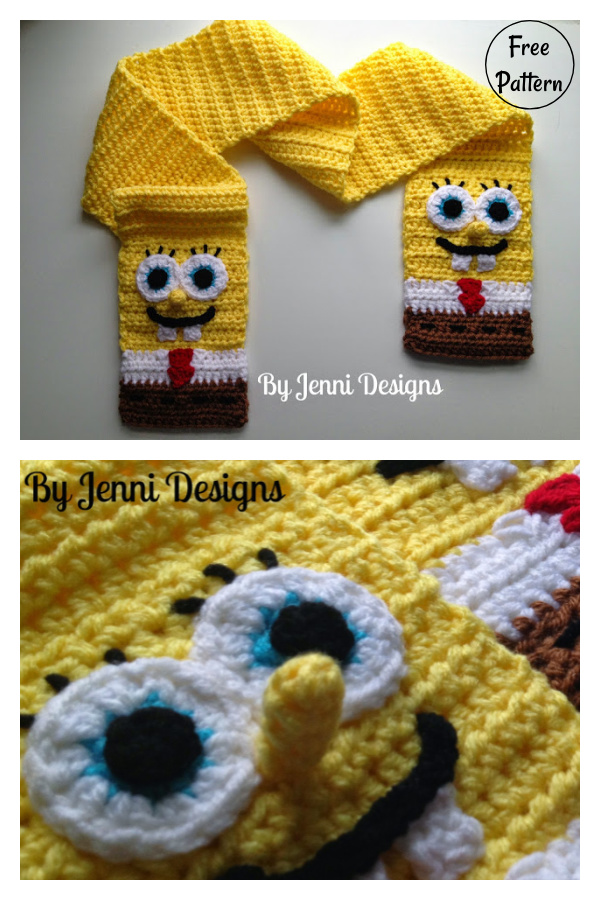 Spongebob Squarepants Inspired Scarf Free Crochet Pattern