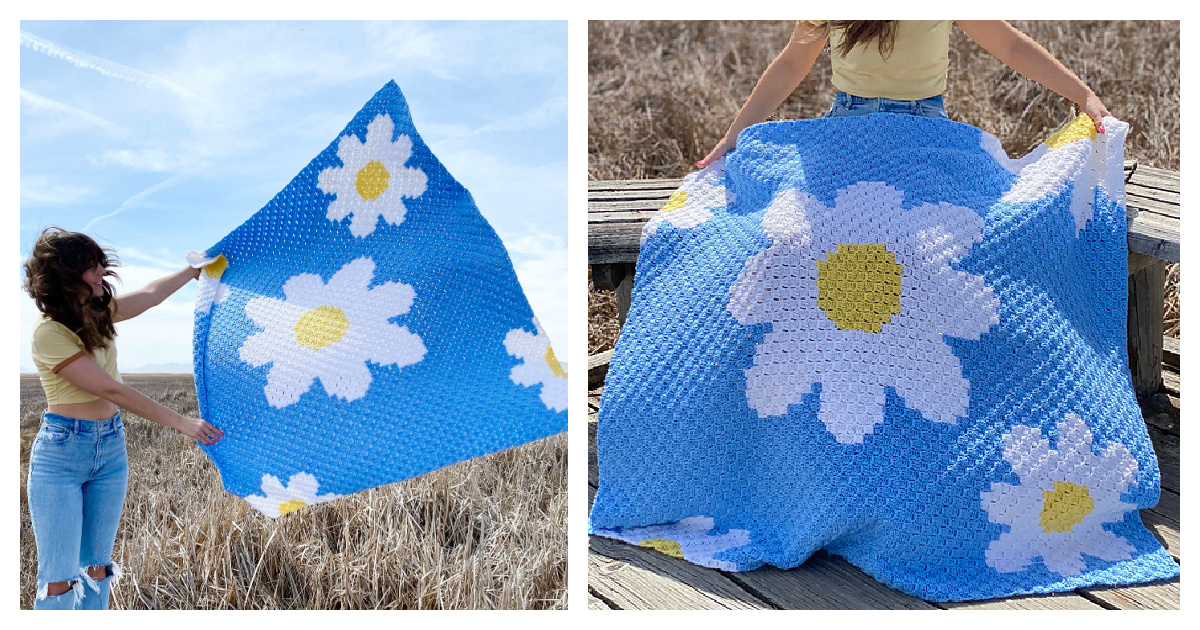 C2C The Daisy Day Throw Free Crochet Pattern and Video Tutorial