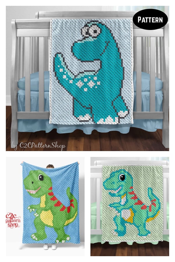 C2C Dinosaur Baby Blanket Crochet Patterns