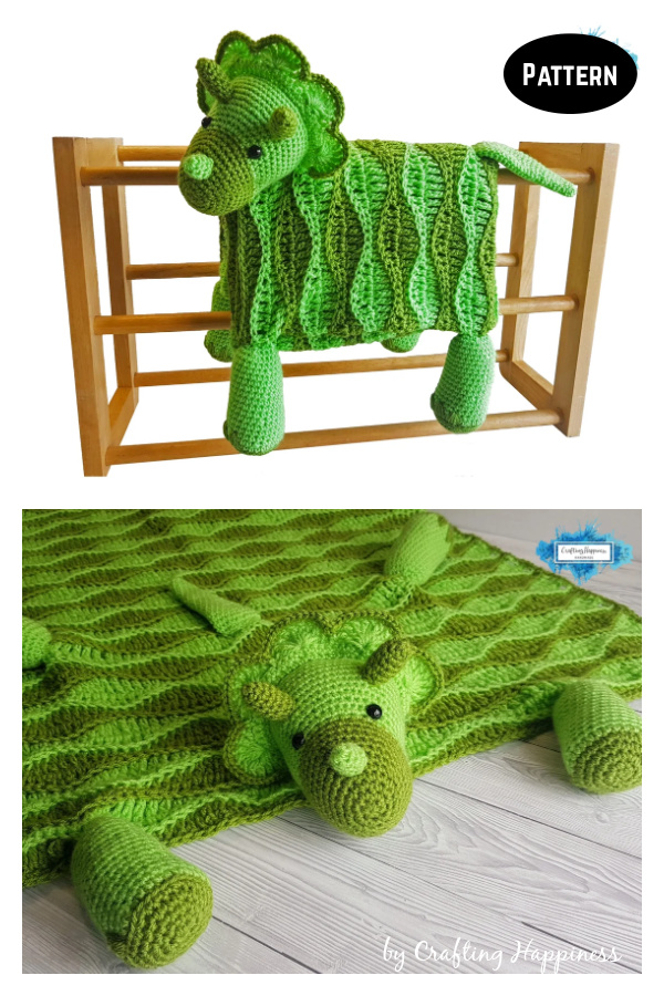 Dinosaur Granny Square Blanket Free Crochet Pattern