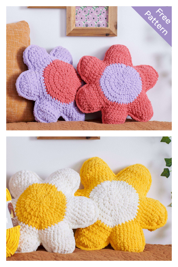 Flower Pillow Free Crochet Pattern