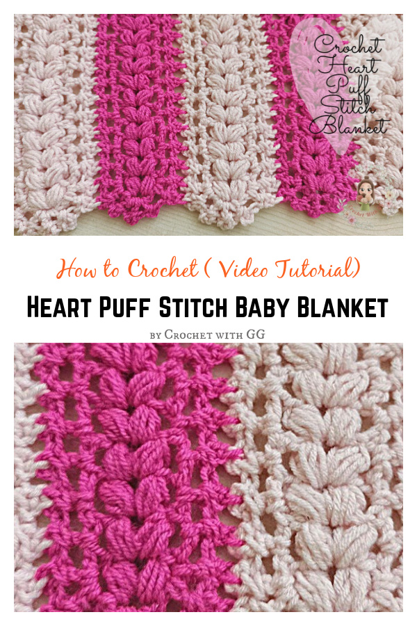 How to Crochet Heart Puff Stitch Baby Blanket Video Tutorial