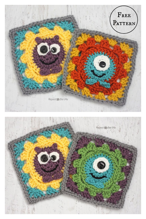 Monster Granny Squares Free Crochet Pattern
