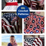 10+ American Flag Inspired Projects Crochet Pattern Blanket and Pillow