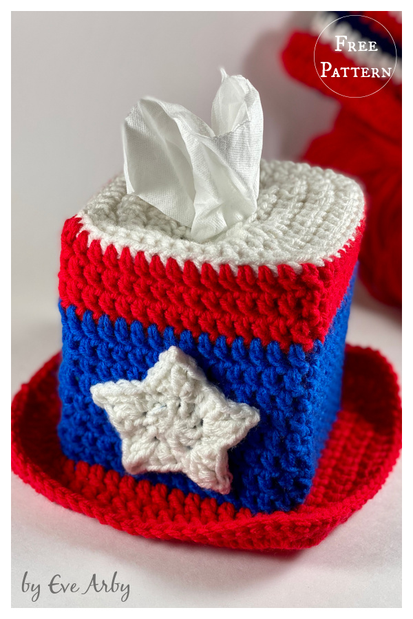4th of July Tissue Box Cover Free Crochet Pattern