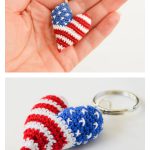 American Flag Inspired Heart Keychain Crochet Pattern