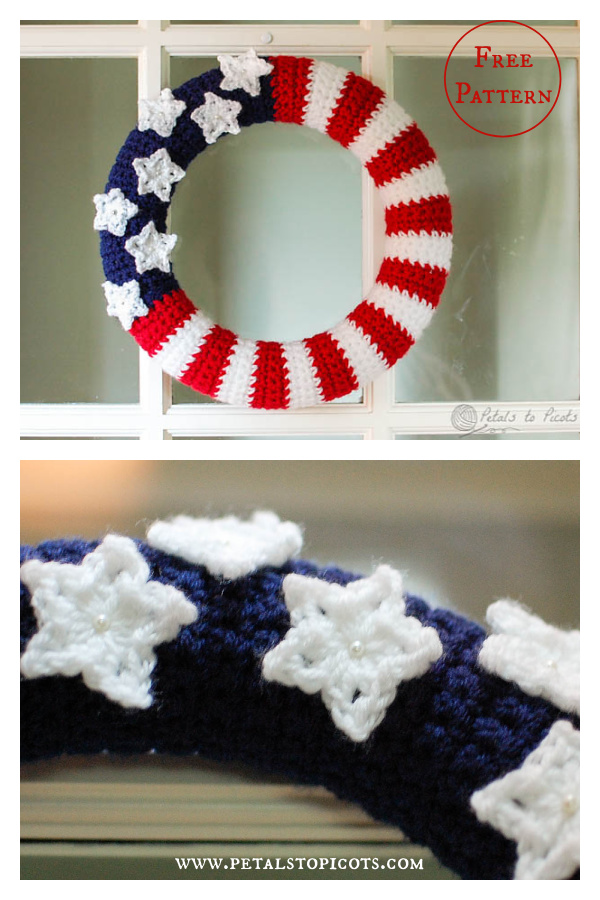 American Flag Wreath Free Crochet Pattern 