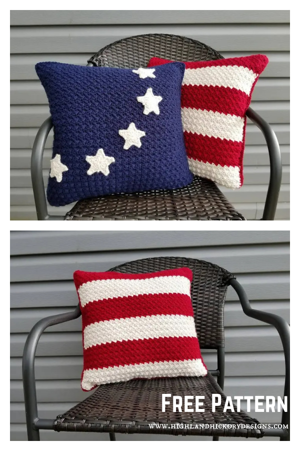 Americana Pillow Set Free Crochet Pattern