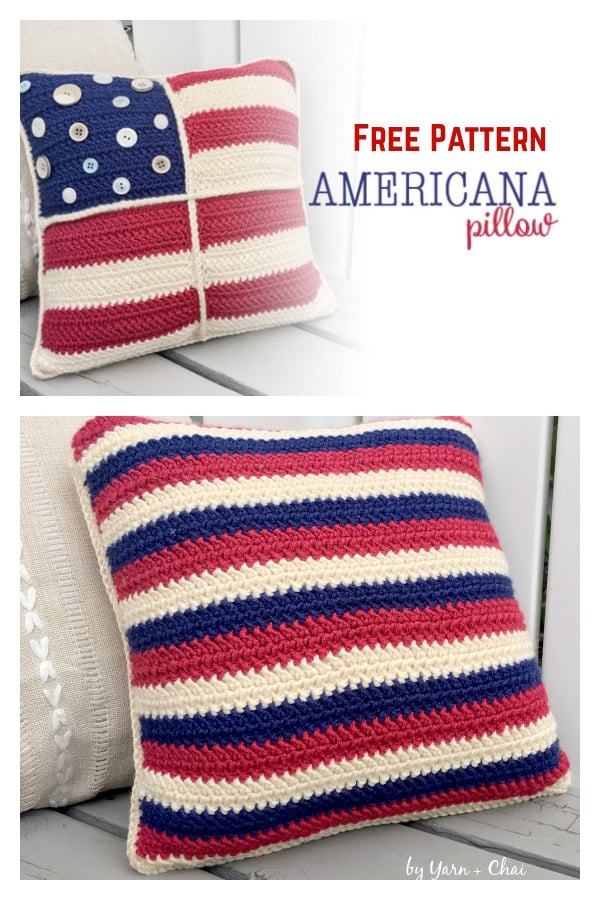 Americana Throw Pillow Cover Free Crochet Pattern