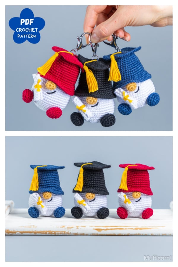 Amigurumi Graduation Gnomes Keychain Crochet Pattern