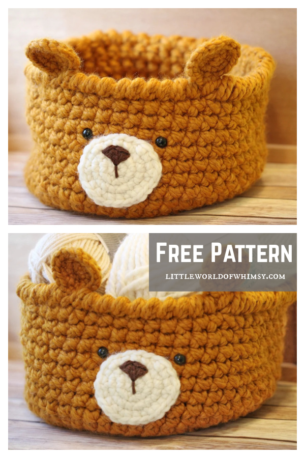 Bear Basket Animal Basket Free Crochet Pattern