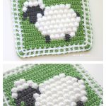 Bobble Stitch Sheep Square Free Crochet Pattern