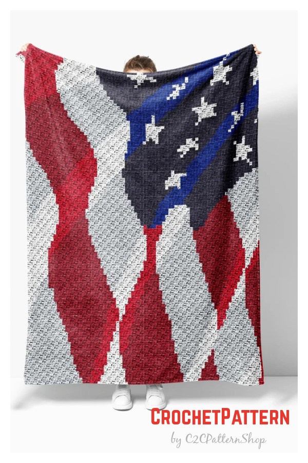 C2C American USA Flag Blanket Crochet Pattern