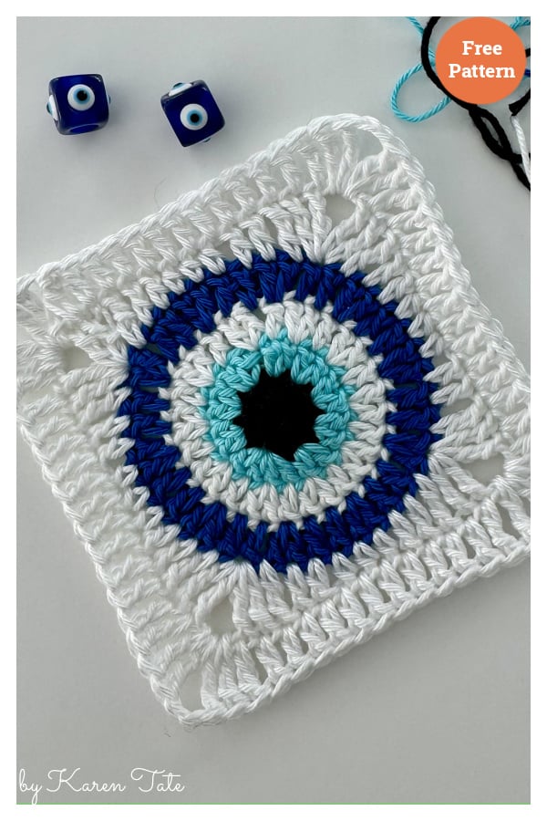Evil Eye Granny Square Free Crochet Pattern