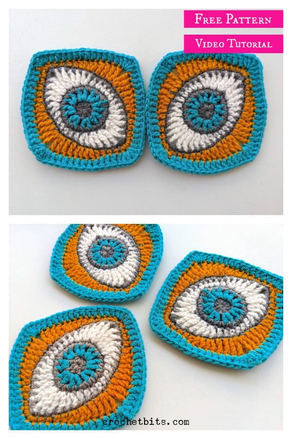 Eye Granny Square Free Crochet Pattern and Video Tutorial