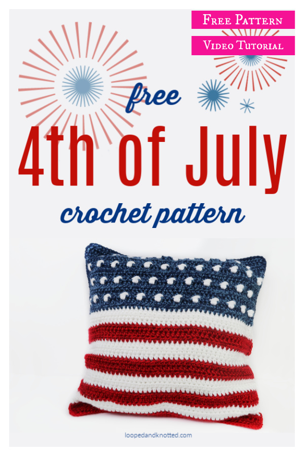 Fourth of July Throw Pillow Free Crochet Pattern and Video Tutorial