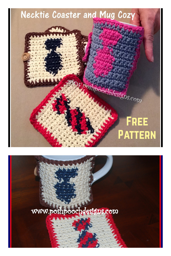 Neck Tie Coaster and Cozie Free Crochet Pattern