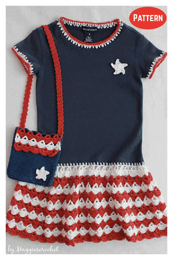Patriotic T-Shirt Dress and Purse Crochet Pattern