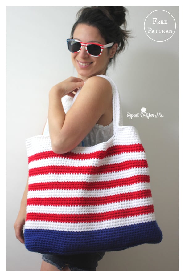 Patriotic Tote Bag Free Crochet Pattern