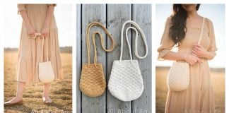 Rosette Drawstring Bag Free Crochet Pattern